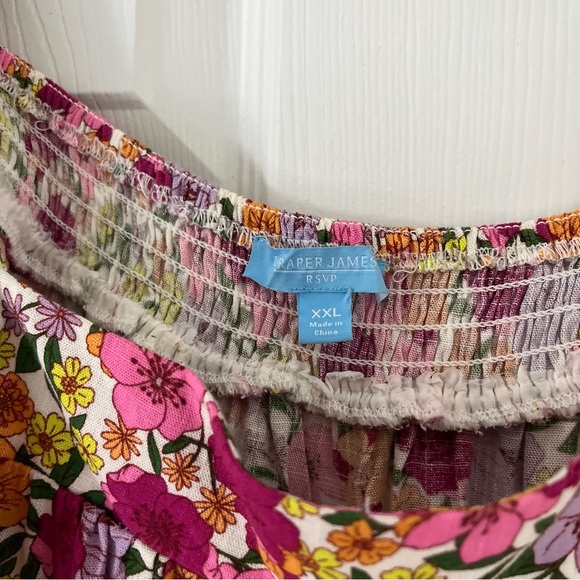 SOLD x-list Draper James Womens Floral Top Size XXL Square Neck Puff Sleeve - Picture 7 of 8